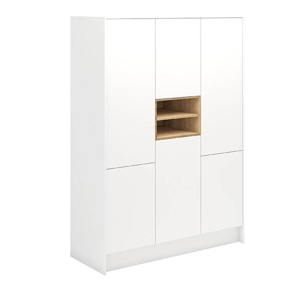 Garderobeskab i 3 sektioner - Hvid/eg melamin - B:154 cm